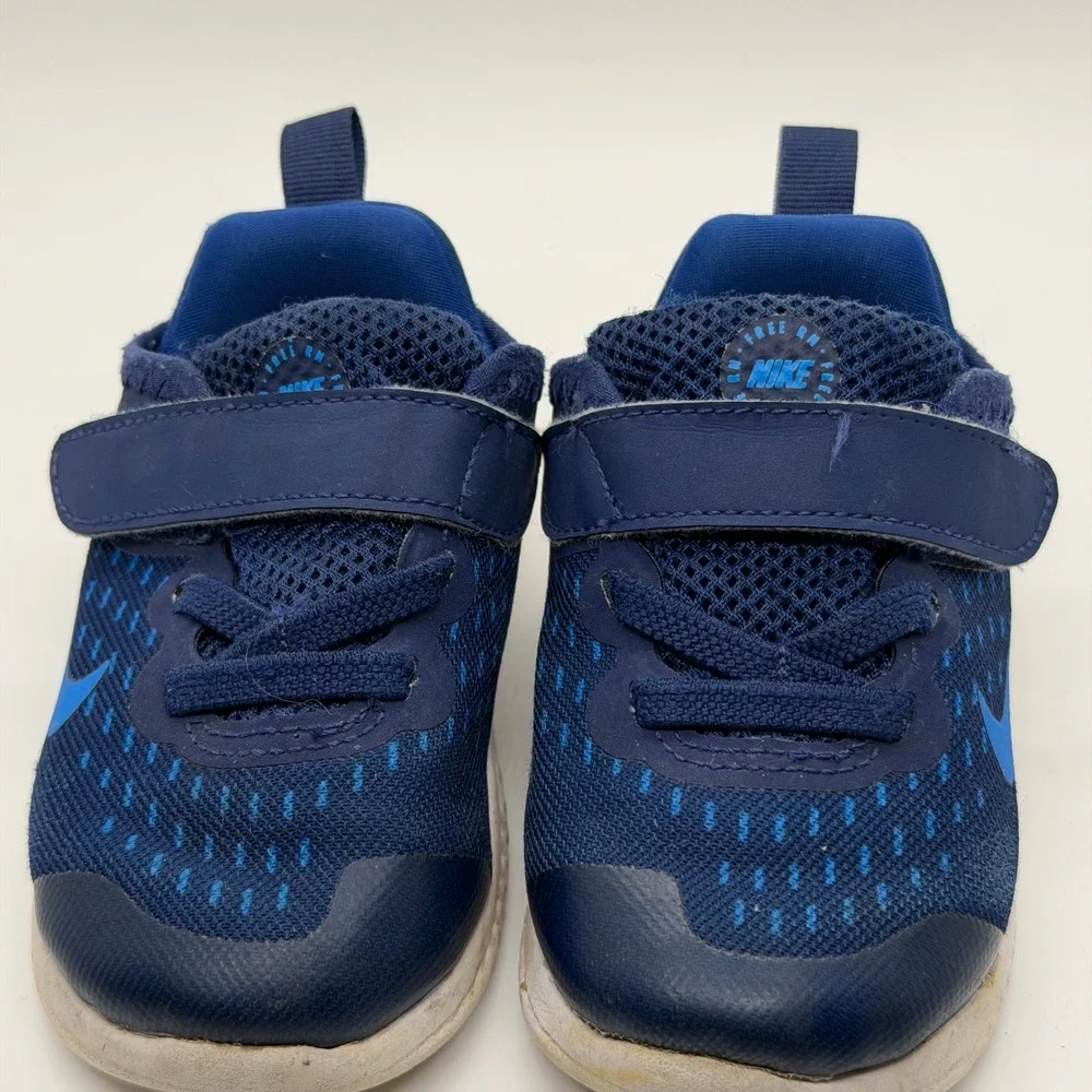 Nike Free RN Toddler Shoes Navy‎ Blue Hook and Loop Athletic Sneakers Size 6C